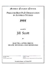 Certificate presented to 1998 Winner, Jill Scott